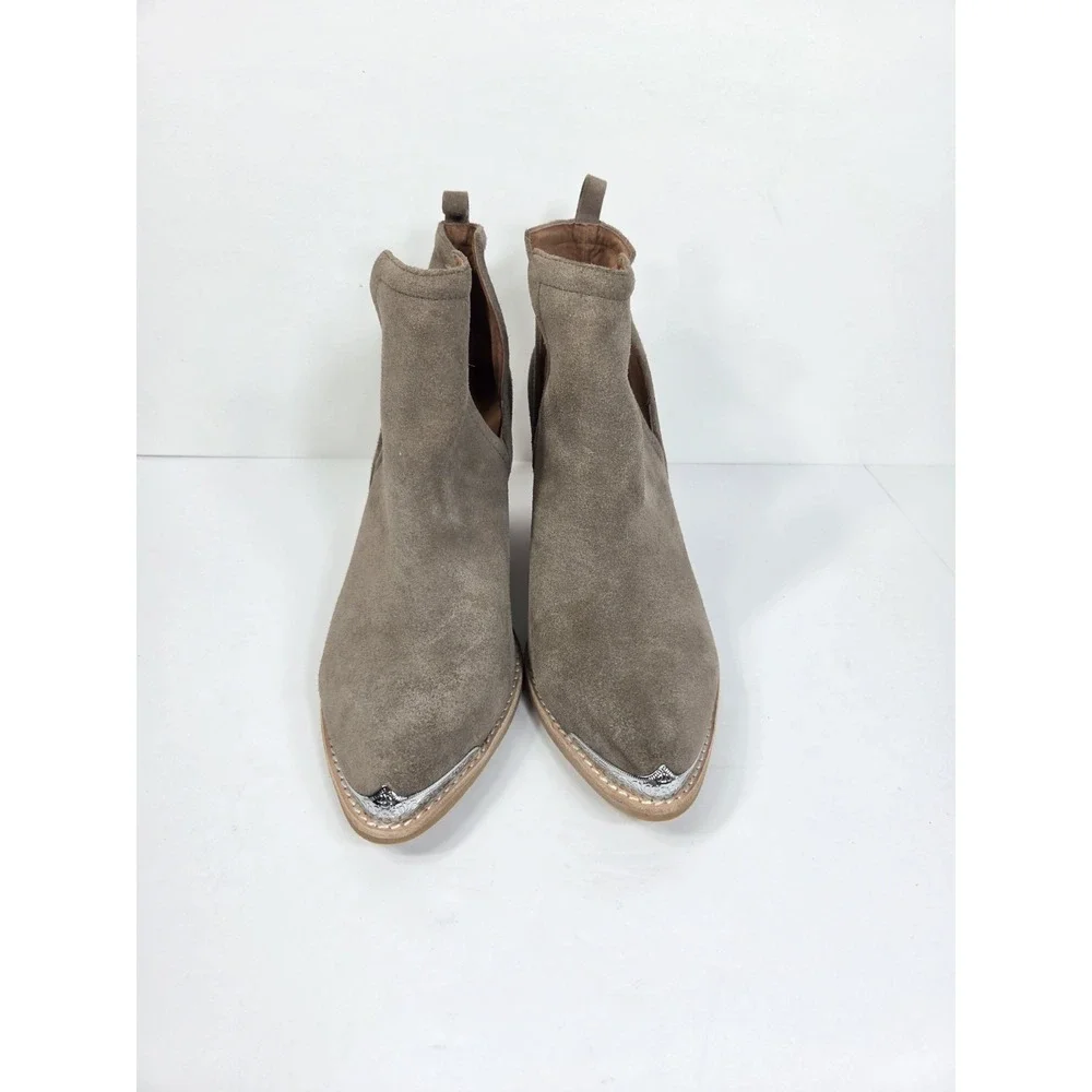 Jeffrey Campbell Cromwell Ankle Boots Western Suede Womens 9.5 Silver Trim Boho